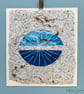 Original Lino Print on Textured Hand Crafted Upcycled Paper - Horizons - Image 1