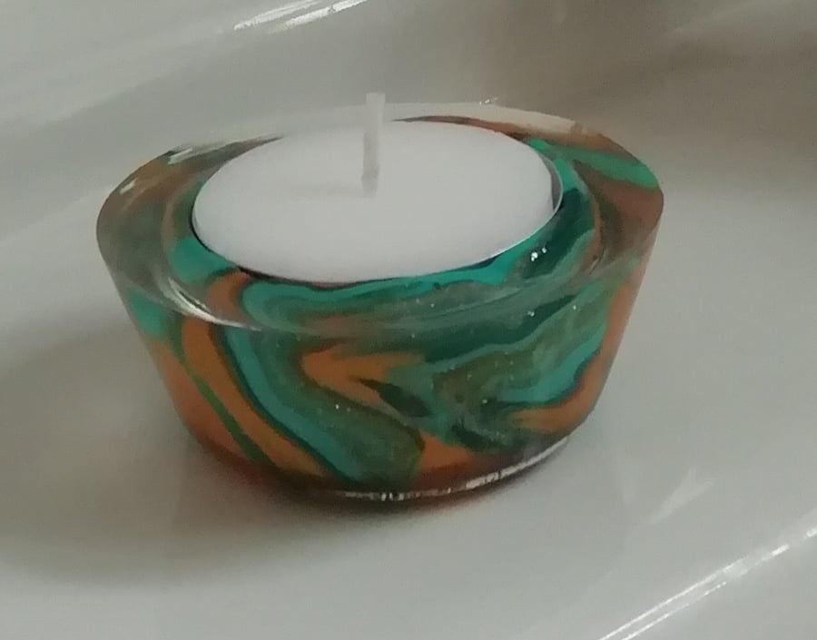 Ocean marble clay glass candle 