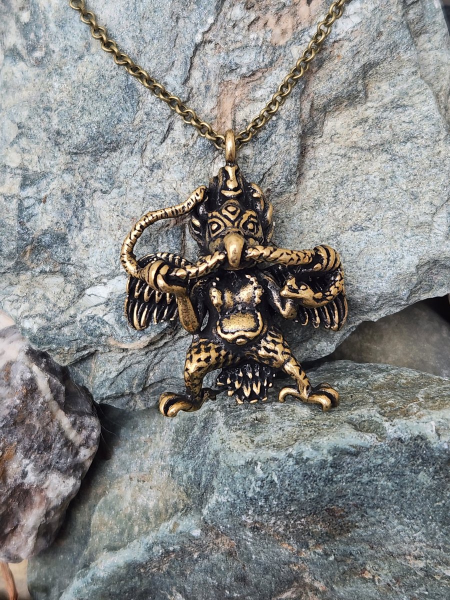 Guardian Garuda with snake pendant Evil Eye talisman Protection lucky charm 