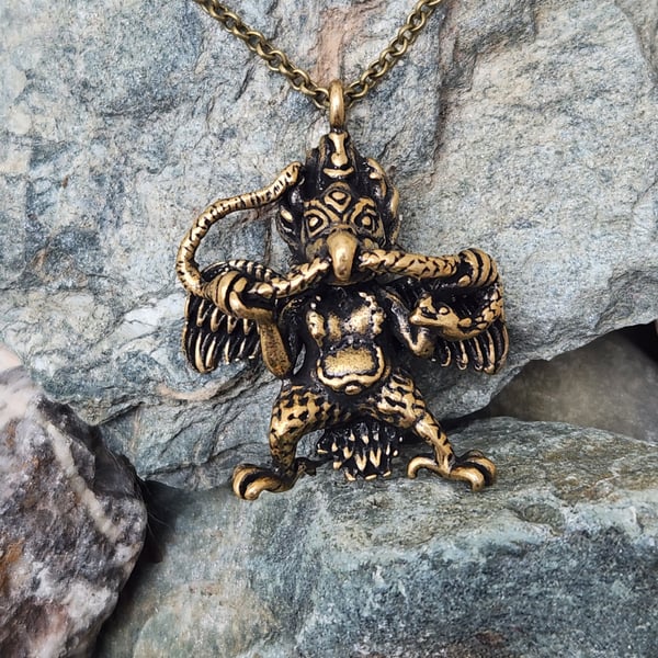 Guardian Garuda with snake pendant Evil Eye talisman Protection lucky charm 