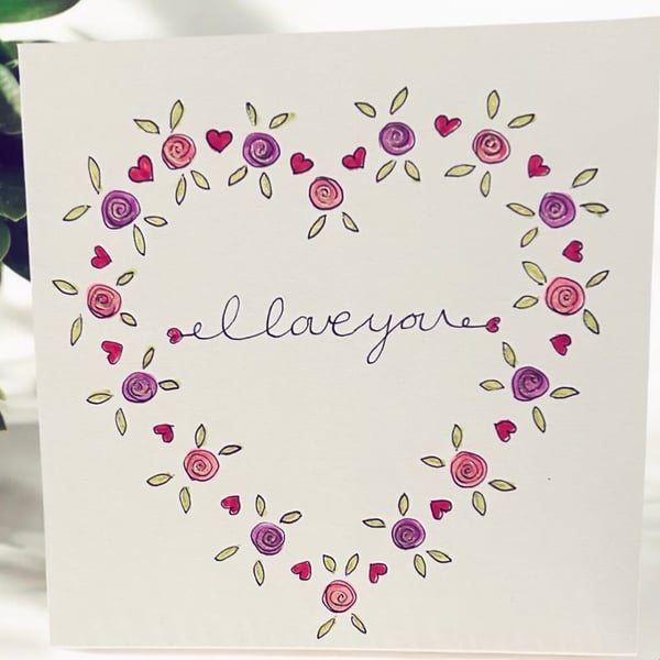 Hand drawn Love you Card 