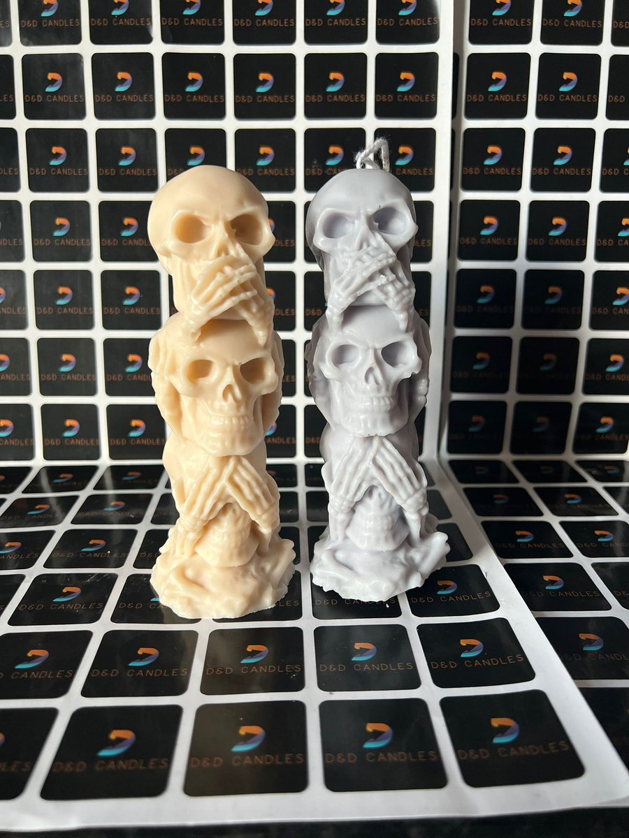 Skeleton Skull Pillar - See No Evil, Hear No Evil, Speak No Evil  Soy Wax Candle