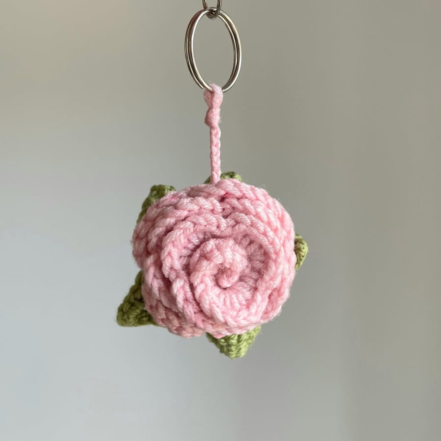 Rose Flower Crochet Keyring