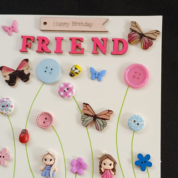 Handmade,  friend birthday card 