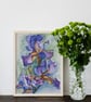 Flag Iris Watercolour Art Print – A4 Botanical Wall Art in Blue & Purple - Image 1
