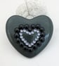 Perfectly Imperfect - Black and Silver Heart - Handmade Glass Suncatcher