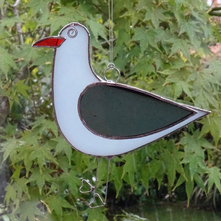 Stained Glass Seagull Suncatcher - Handmade Hanging Decoration