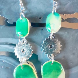 Long Green Drops With Cog Charm