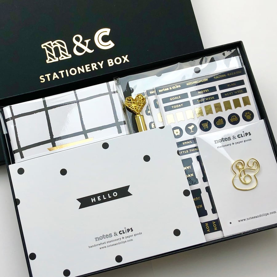 Black & Gold Stationery Box