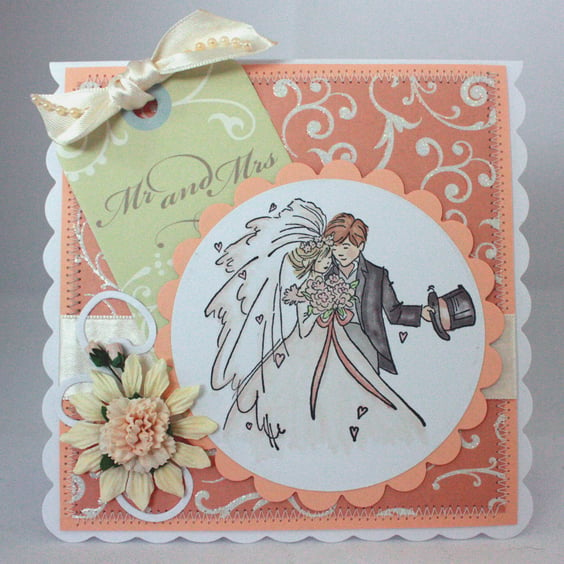 Handmade wedding card - Mr & Mrs