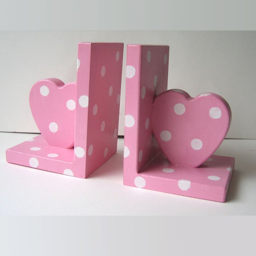 Pair of Pink Spotty Bookends