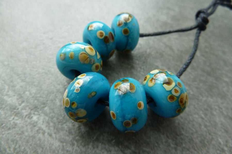 blue raku lampwork glass beads