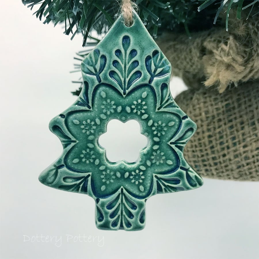 Green Ceramic Christmas tree decoration