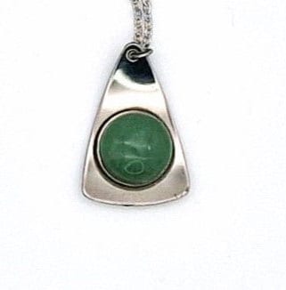 Green Aventurine Gemstone And Stainless Steel Necklace And Pendant