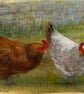 Original painting of hens on reclaimed wood - Image 2
