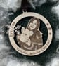 Personalised photo engraved Christmas ornament. Design C14
