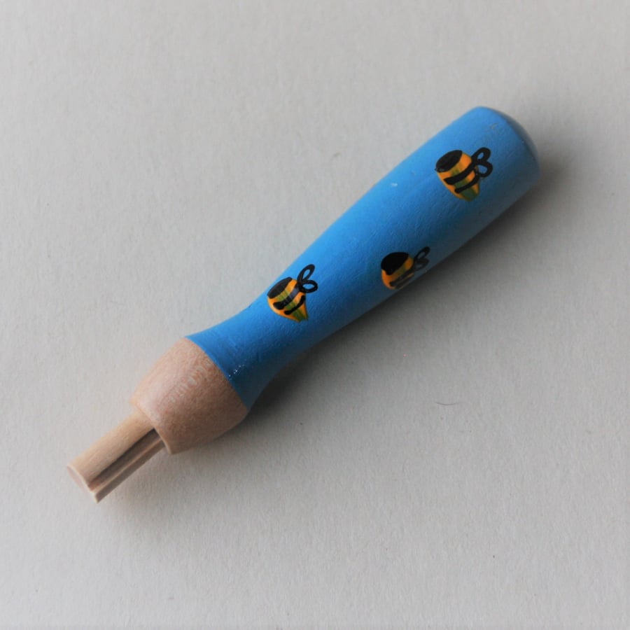 Busy Buzzy Bees - Hand painted wooden needle grip tool for needle felting 