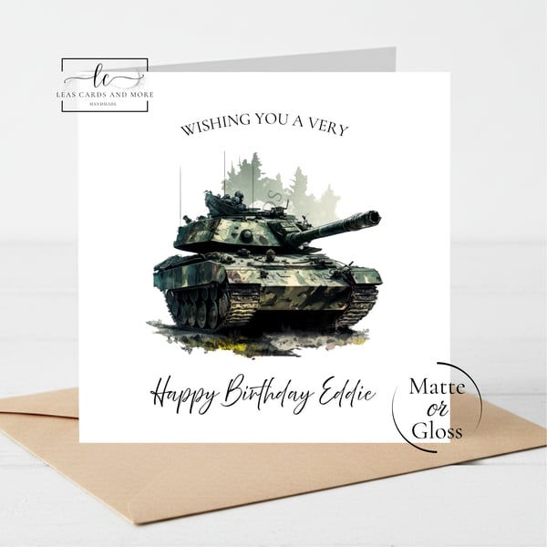 Army Tank Happy Birthday Card