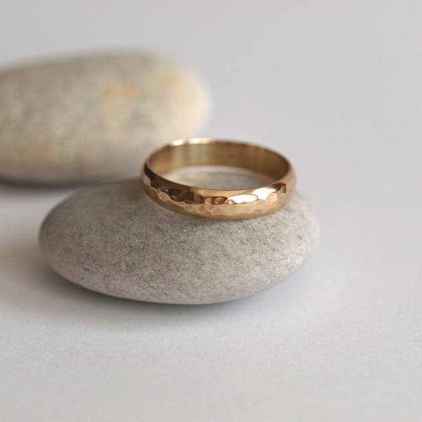 Hammered 9ct Yellow Gold Wedding Ring