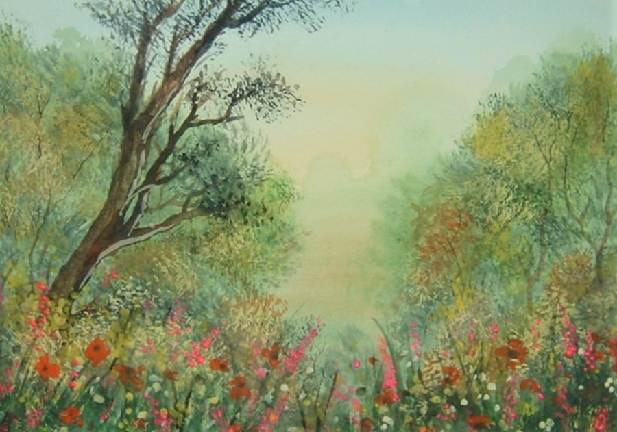 SALE ITEM    original art landscape garden painting ( ref F 400)