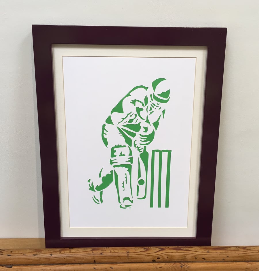 Paper cut Art - Cricket Picture, Cricketer, Sport, Hand cut art - silhouette
