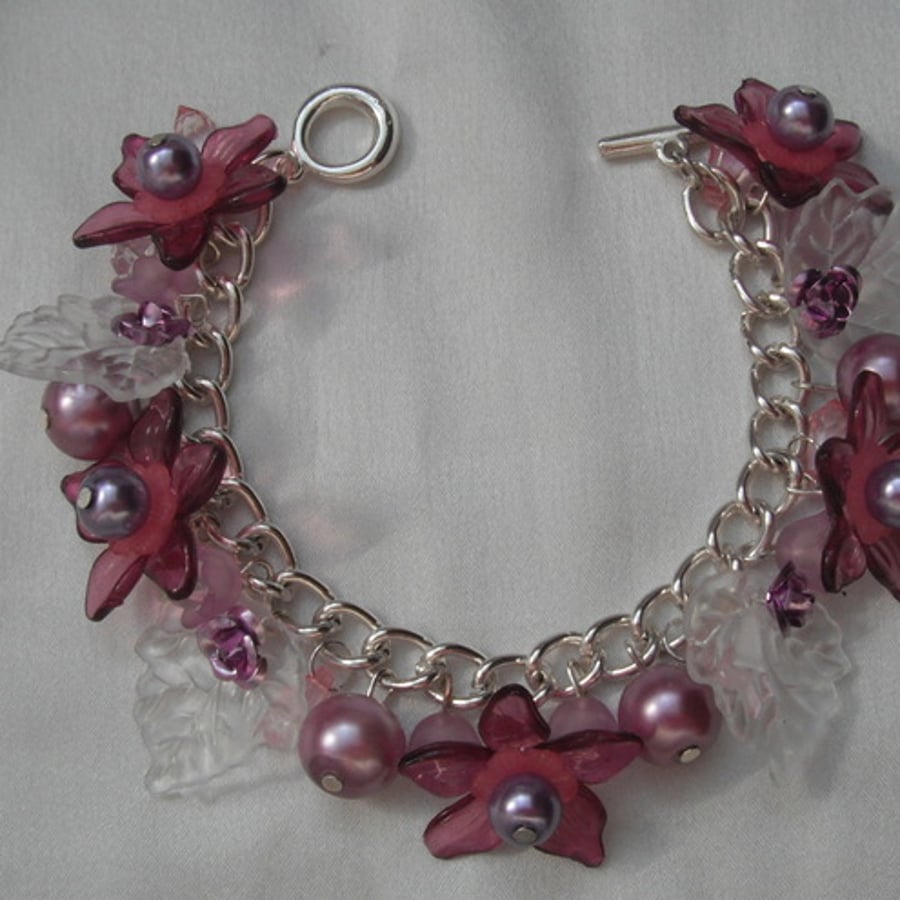 OOAK 'Fuchsia Fairy' Charm Bracelet