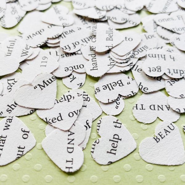 500 Book Novel Paper Confetti Hearts - Many book choices - Wedding Party Decor
