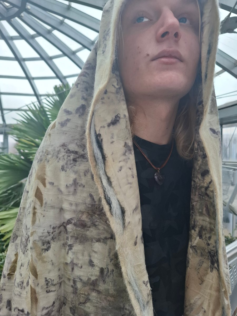 eco printed felted pure wool scarf