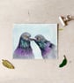 Original Pigeon Couple 2 Painting - Mixed Media - One of a kind