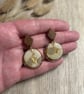 Handcrafted Marble Effect Polymer Clay Earrings with Gold Leaf & Walnut Stud - Image 3