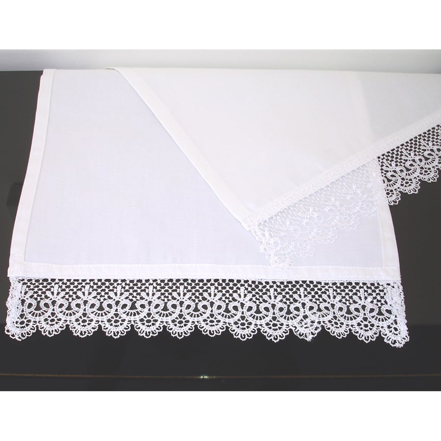 Home Altar Cloth Tablecloth SMALL White Lace Church Runner Tray Cloth 36" x 14"