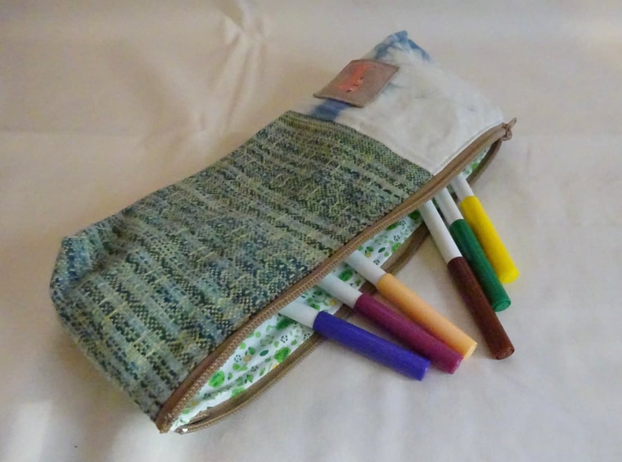 Handwoven Zipper Accessory Bag - Cloudy Sky