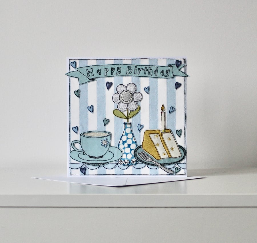 Special Order for Carole - 'Tea and Cake' -  Handmade Birthday Card