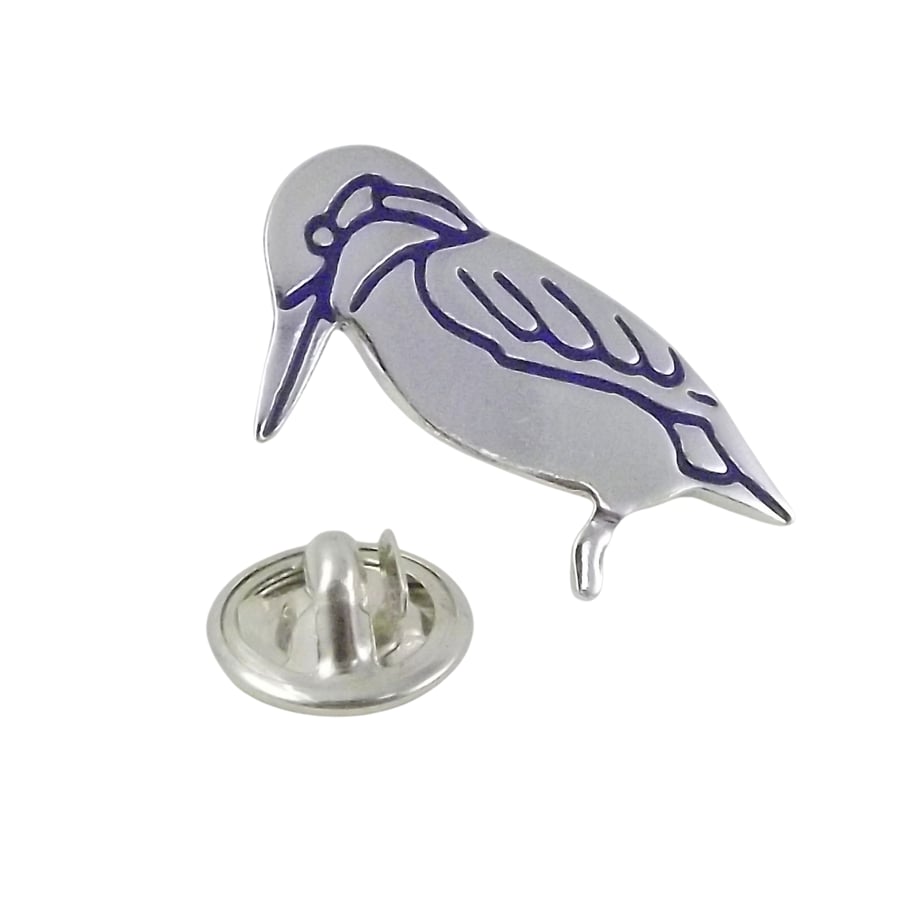 Kingfisher Tie Pin (Large), Silver Bird Jewellery, Handmade Animal Gift for Him