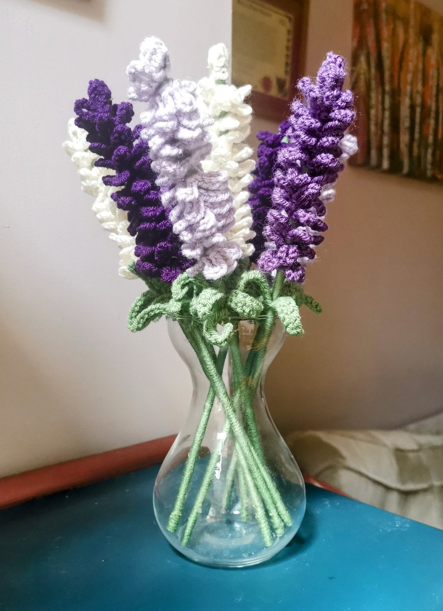Crochet lavender flowers