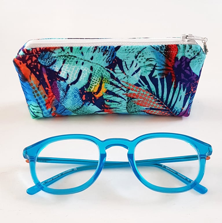 Colourful Tropical Fabric Glasses Case - Zip Spectacle & Sunglasses Pouch