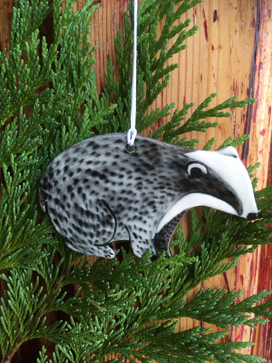 Hanging porcelain Badger decoration