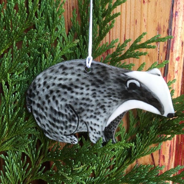 Hanging porcelain Badger decoration