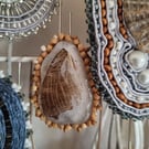 Autumn Wing – Seaglass Amulet with Real Butterfly Wing & Bamboo Beads