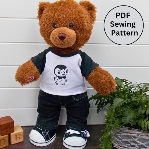 Teddy Bear T-shirt Sewing Pattern (PDF Sewing Pattern Fits 16-18inch teddy bears