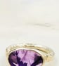Handmade Organic Silver Ring with Trapiche Amethyst - Size N - Image 5