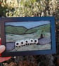 Sheep by a stonewall wool needlefelt picture.   White or Black frame - Image 3