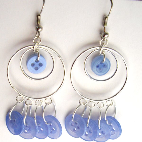 Hand Dyed Button Earrings - UK Free Post