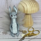 Spun Cotton Grey Squirrel Miniature Art Doll