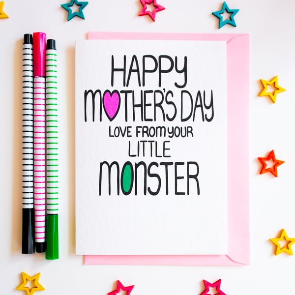 Happy Mother's Day Love From Your Little Monster Mother's Day Card