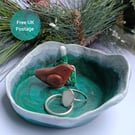 Winter Robin and Pine tree trinket dish