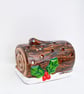 Hand-Painted Christmas Yule Log Tea Light Holder - Christmas Candle Holder - Image 2