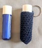Crochet lip balm holder keychain, bag charm, handmade, keyring accessory - navy - Image 2