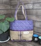Eco-Friendly Tote Bag - Handmade from Upcycled Materials - Purple ditsy print
