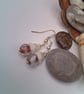 White Flower Bead, Silver Bead Cap and Glass Bead with a Silver Centre, Earrings - Image 5